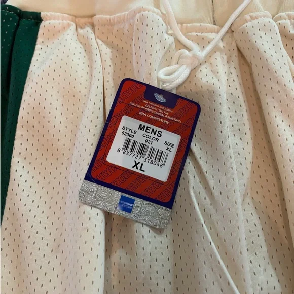 Just Don Hardwood Classics Boston Celtics Green and Cream Basketball 🏀 Shorts Athletic